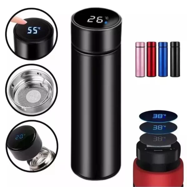 Garrafa Térmica 500ml Com Medidor De Temperatura Digital Led