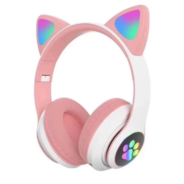 Fone de Ouvido Bluetooth Gamer Orelhas de Gato com Led Headphone