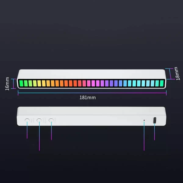 Barra de Led RGB Rítmica Recarregável Music Microfone Embutido Knup