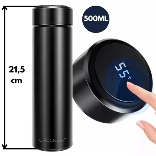 Garrafa Térmica 500ml Com Medidor De Temperatura Digital Led