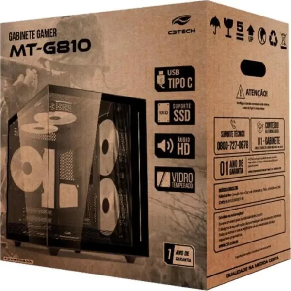 Gabinete Gamer Aquarius C3TECH MT-G810 sem FANS Branco