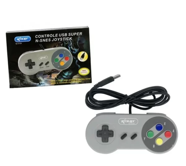 Controle Joystick para PC SNES USB Cinza Knup - KP-3124 RETRO GAMER