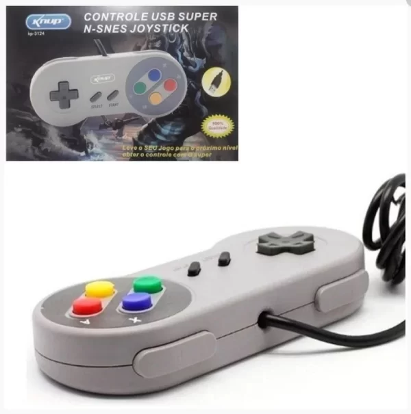 Controle Joystick para PC SNES USB Cinza Knup - KP-3124 RETRO GAMER