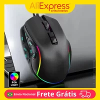 Mouse Gamer 7200DPI 10 Botões Macro LED RGB Com Fio Alta Precisão Ergonômico Ajustável Para Jogos PC Notebook