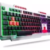 Teclado Gamer Knup Kp Te120 Rgb Led Abnt2 Branco Iluminação Teclas Português Brasil Alta Performance Resistente