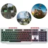 Teclado Gamer Knup Kp Te120 Rgb Led Abnt2 Branco Iluminação Teclas Português Brasil Alta Performance Resistente