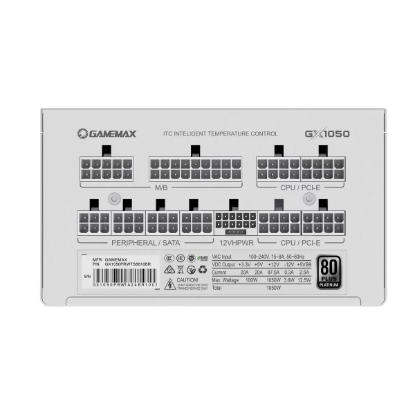 Fonte Modular Gamemax Gx1050 Pro Wt 1050w 80 Plus Platinum Pcie 5.0 Atx 3.0