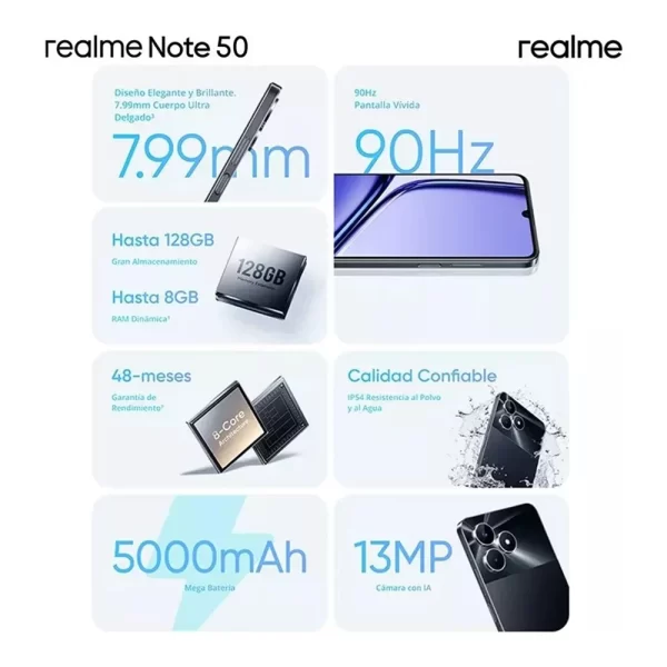 [Novidades] Realme Note 50 Smartphone 6,74''3 + 64GB 90Hz Display 5000mAh Ultra Slim 13MP AI Camera Mobile Poderoso