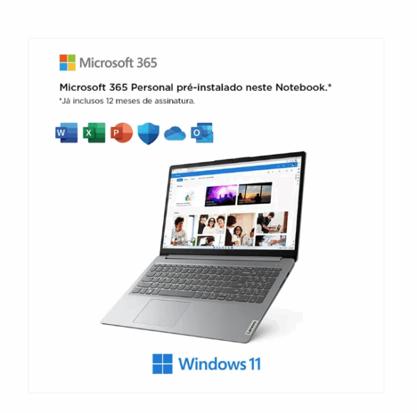 Notebook Lenovo IdeaPad 1i Intel Celeron N4500, 4GB RAM, 128GB SSD, Tela 15,6" Full HD, Windows 11